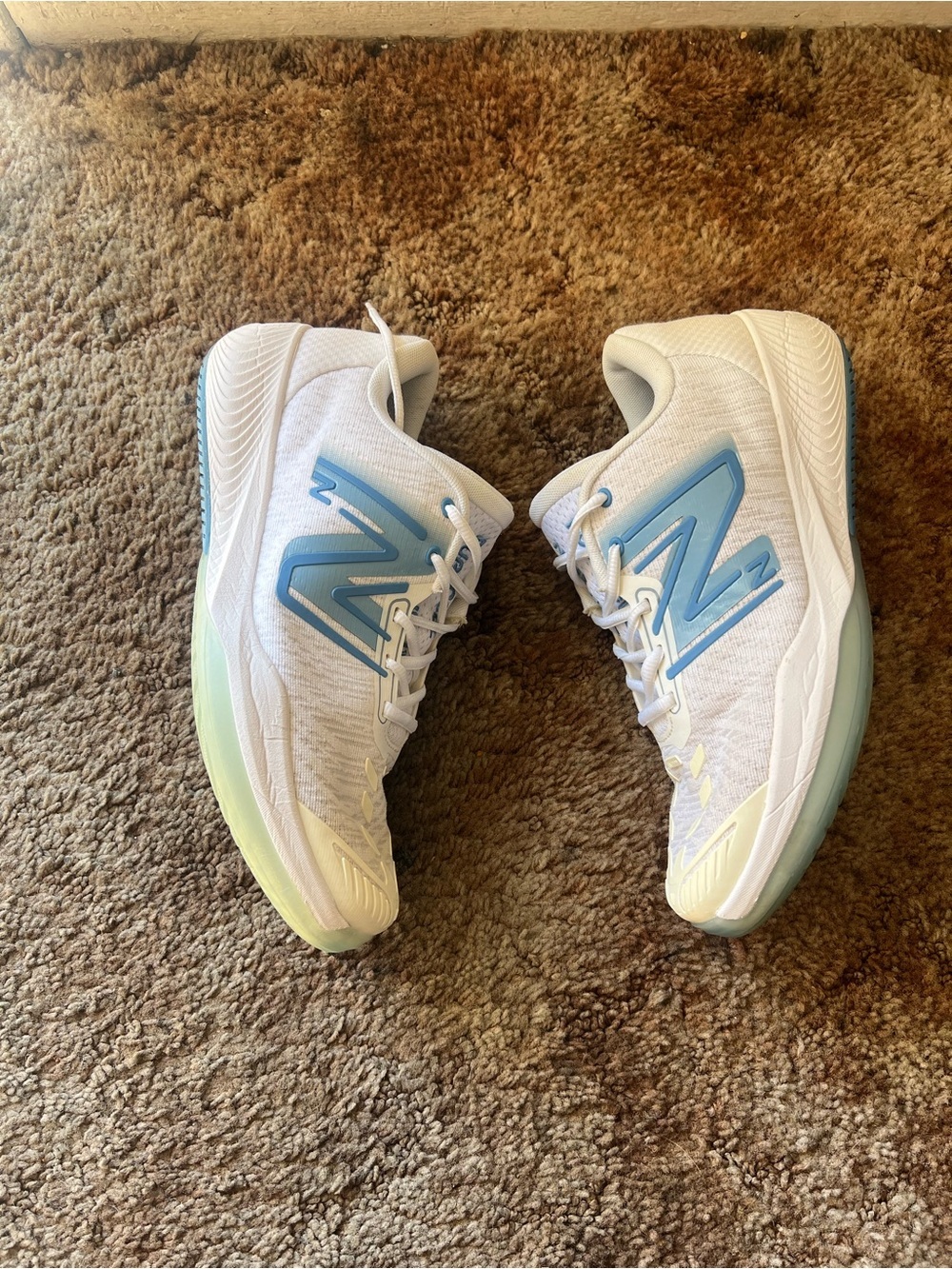 New Balance White Sneakers with Blue N and Pastel Accents